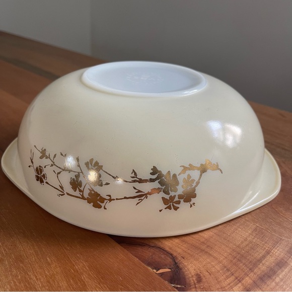 Vintage Pyrex 024 2QT Golden Branch Round Casserole Dish w Handles Retro MCM - Picture 9 of 9